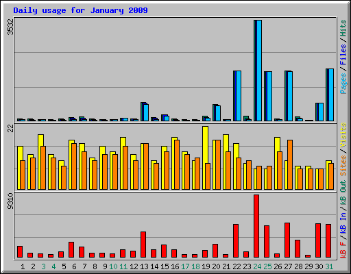 Daily usage for January 2009