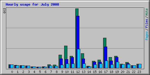 Hourly usage for July 2008
