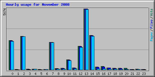 Hourly usage for November 2008